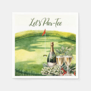 Golf Let’s Par tee with golf flag on green white Napkins