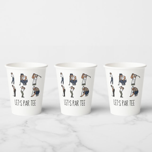 Golf Let’s Par tee with golf flag on green white  Paper Cups (Multi)
