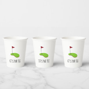 Golf Let’s Par tee with golf flag on green white Paper Cups