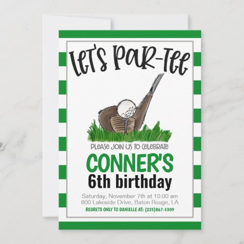 Golf Lets Par_tee Birthday Invitation