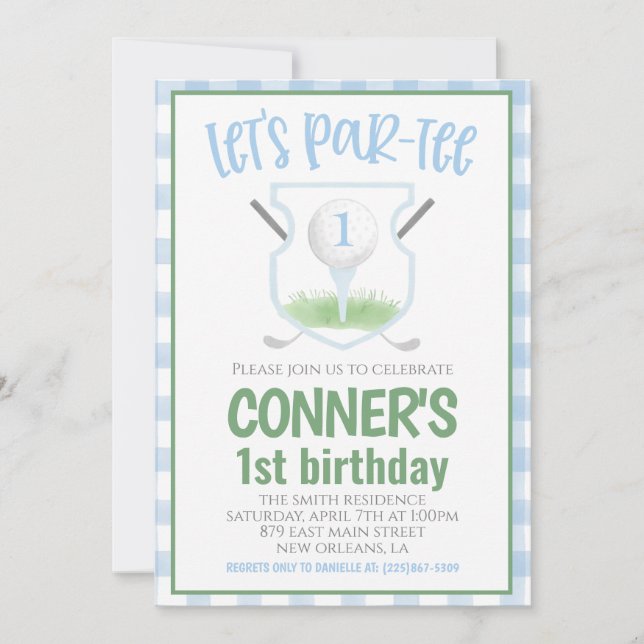 Golf Let's Par-tee Birthday Invitation (Front)