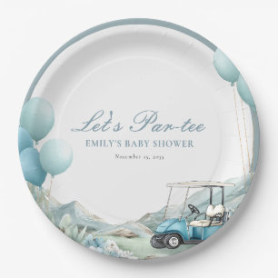 Golf Let's Par-tee Blue Baby Shower Paper Plates
