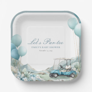 Golf Let's Par-tee Blue Baby Shower Paper Plates