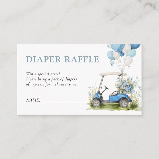 Golf Let's Par-tee Boy Baby Shower Diaper Raffle Enclosure Card (Front)