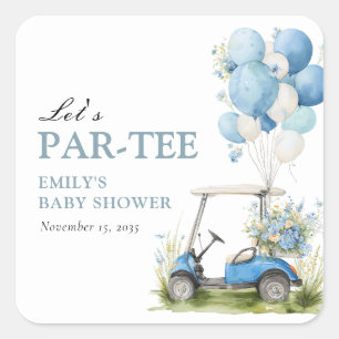 Golf Let's Par-tee Boy Baby Shower Square Sticker