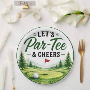 Golf Let's Par Tee & Cheers for golfer Party Paper Plates
