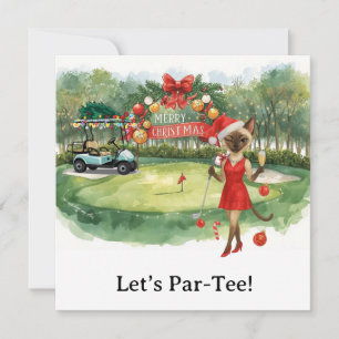 Golf Let's Par Tee Christmas Party for Golfer  Holiday Card