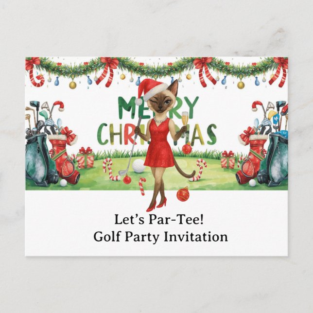 Golf Let's Par Tee Christmas Party for Golfer  Postcard (Front)