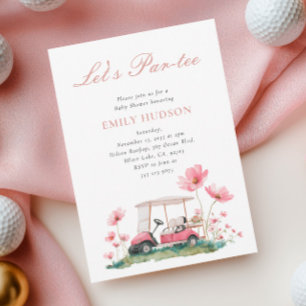 Golf Let's Par-tee Floral Baby Shower Invitation