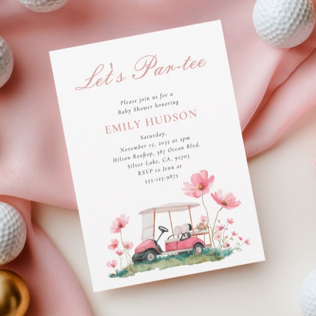 Golf Let's Par-tee Floral Baby Shower Invitation (Creator Uploaded)