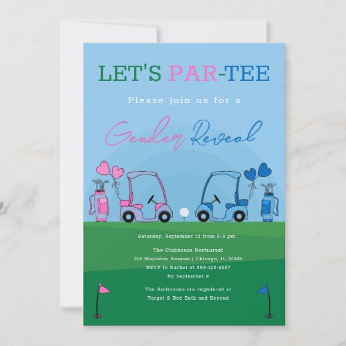 Golf LETS PAR_TEE Gender Reveal  Invitation