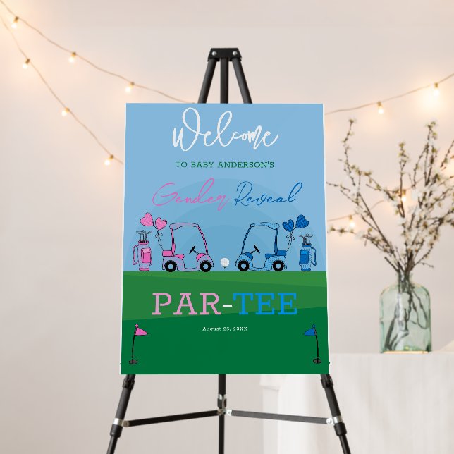 Golf LET'S PAR-TEE Gender Reveal Welcome Sign (In Situ (Stand))