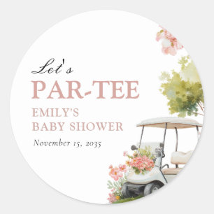 Golf Let's Par-tee Girl Baby Shower Classic Round Sticker