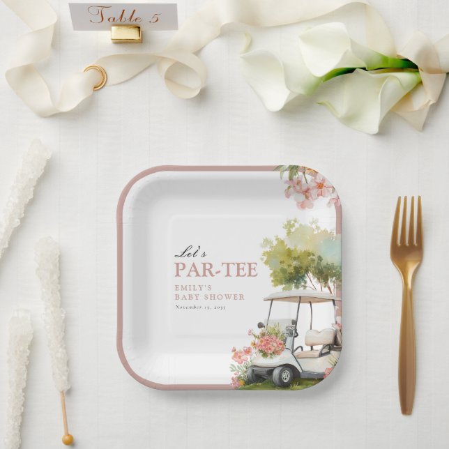 Golf Let's Par-tee Girl Baby Shower Paper Plates (Wedding)