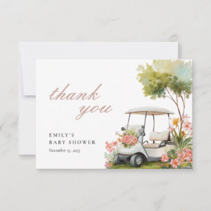 Golf Let's Par-tee Girl Baby Shower Thank You Card