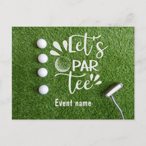 Golf Lets Par Tee Golfer Party on green grass Postcard