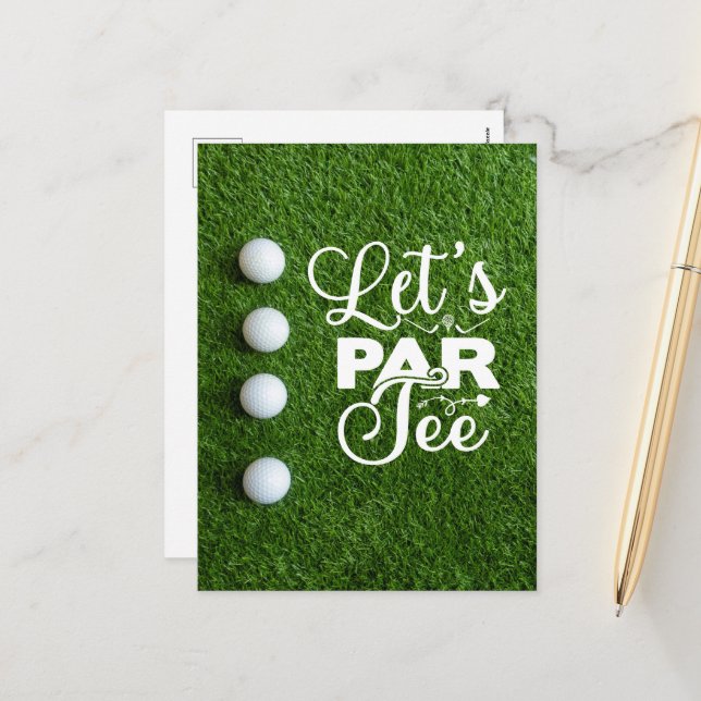 Golf Let's Par Tee  Holiday Postcard (Front/Back In Situ)