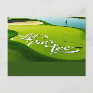 Golf Let's Par tee on putting green Postcard