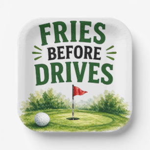 Golf Let's Par Tee themed Fried before drives Paper Plates
