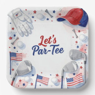 Golf Let's Par Tee with American themed Paper Plates