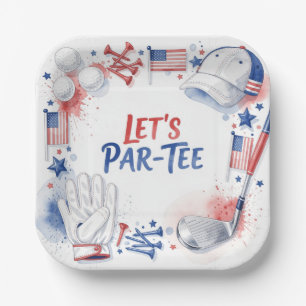 Golf Let's Par Tee with American themed Paper Plates