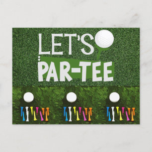 Golf Let's Par tee with golf ball and colorful tee Postcard