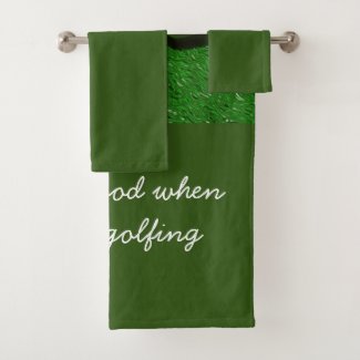 Golf Life is good with golf ball on green grass Bath Towel Set