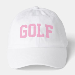 GOLF Light Pink Athletic Text White Background Hat