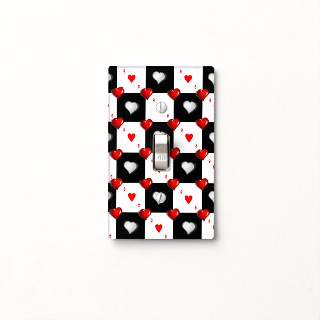 Golf Light Switch Cover Cards Red Hearts (In Situ)