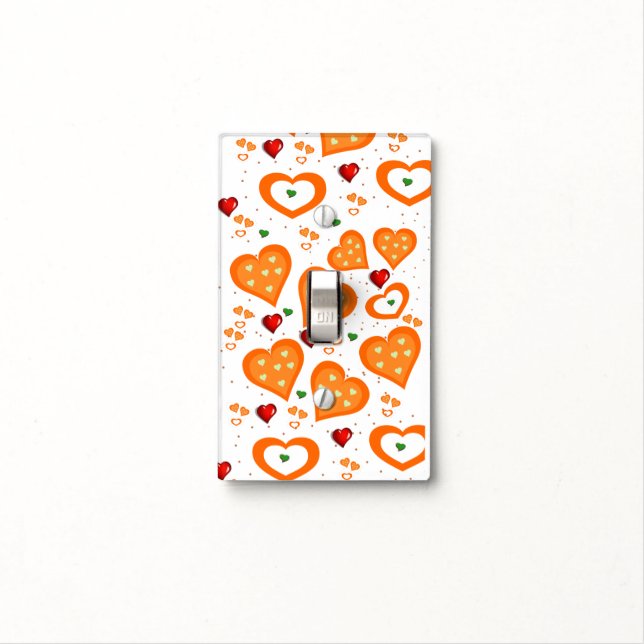 Golf Light Switch Cover Orange Hearts (In Situ)