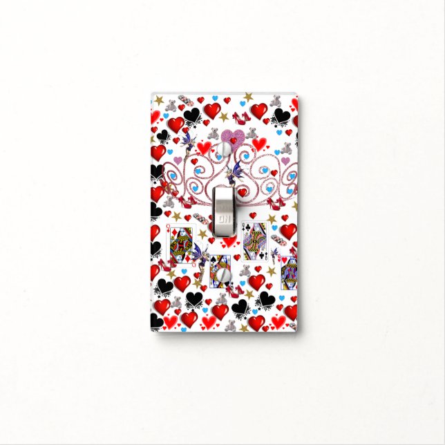 Golf Light Switch Cover Queen Hearts (In Situ)