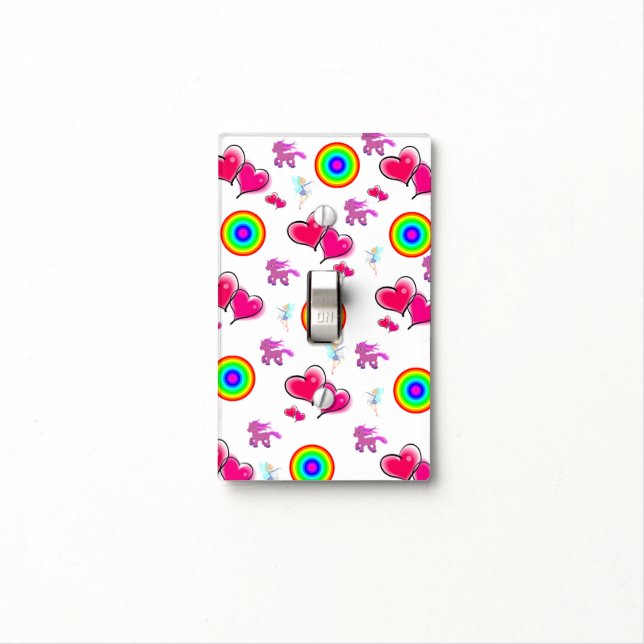Golf Light Switch Cover Red Pink Hearts (In Situ)