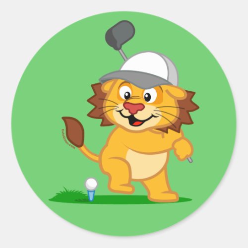 Golf Lion Classic Round Sticker