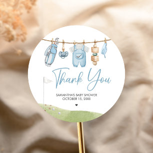 Golf Little Putter Baby Shower Classic Round Sticker