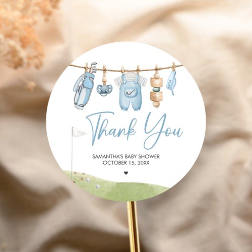 Golf Little Putter Baby Shower Classic Round Sticker