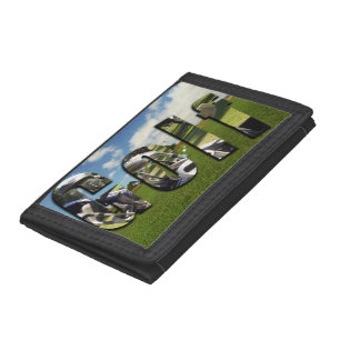 Golf Logo And Ball On The GreenTriFold Wallet