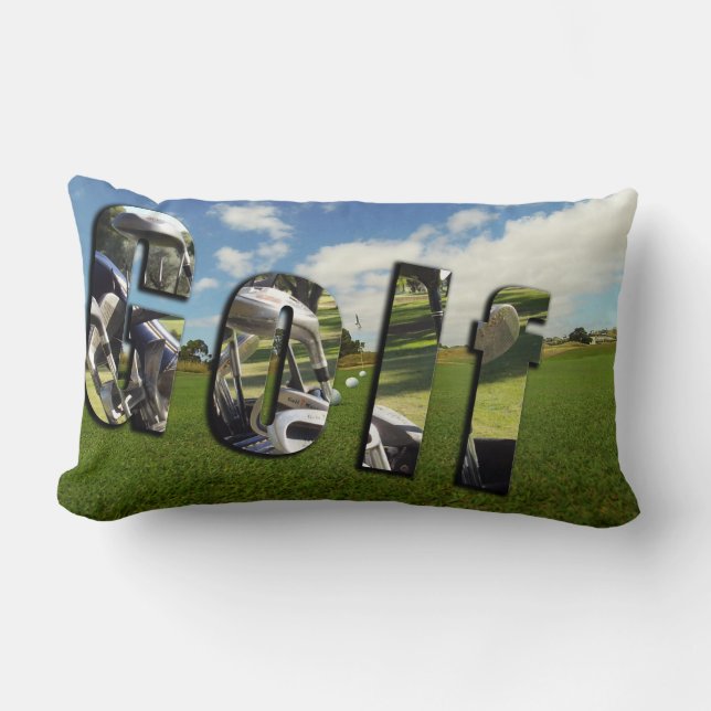 Golf Logo And Balls On Green Lumbar Cushion. Pillow (Front)