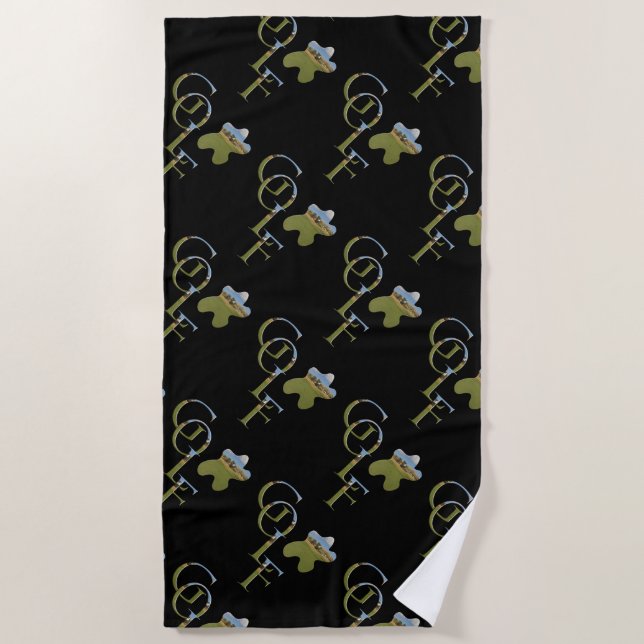 Golf Logo With Golf Course Flag, Beach Towel (Front)