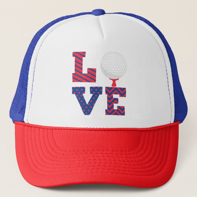 Golf Love Word Art Trucker Hat (Front)