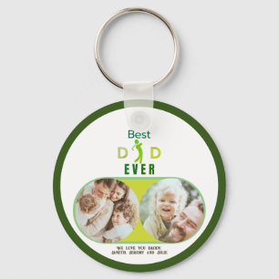 Golf Lover Best Dad Ever Family Photo Fathers Day Keychain