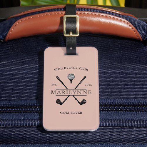 Golf Lover Cross Club Blush Pink Luggage Tag