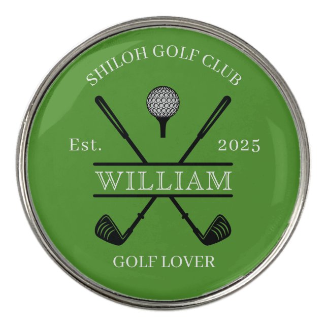 Golf Lover Cross Club Green Golf Ball Marker (Front)