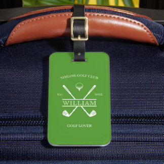 Golf Lover Cross Club Green Luggage Tag