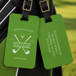 Golf Lover Cross Club Green Luggage Tag