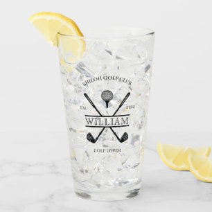 Golf Lover Cross Club Name Drinking Glass