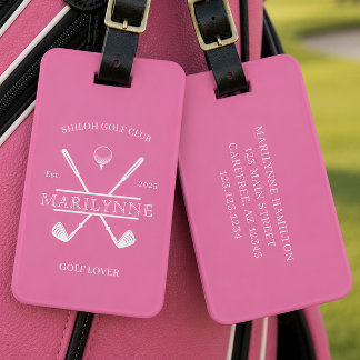 Golf Lover Cross Club Pink Luggage Tag