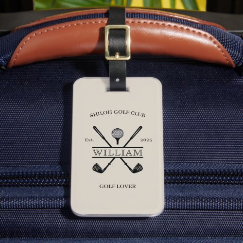 Golf Lover Cross Club Tan Luggage Tag