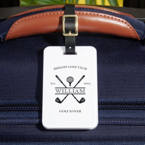 Golf Lover Cross Club White  Luggage Tag