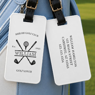 Golf Lover Cross Club White Luggage Tag
