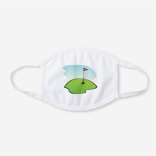 Golf Lover Golfer Green Hole Flag Sports White Cotton Face Mask